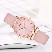 womens trendy all match leather strap quartz watch simple number scale dial alloy watch free shipping
