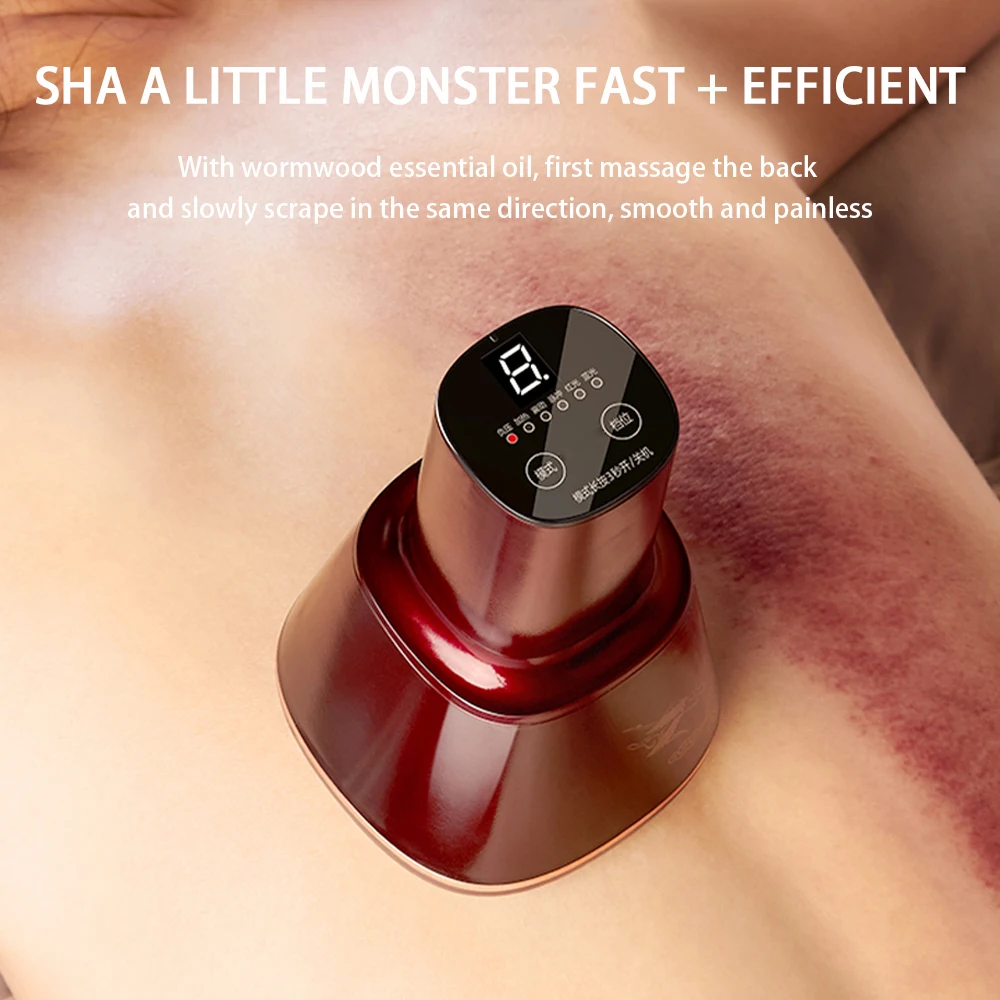 

Electric Cupping Massager Lcd Display Ir Heating Vacuum Suction Massage Meridian Therapy Gua Sha Scraping Ems Body Back Massager