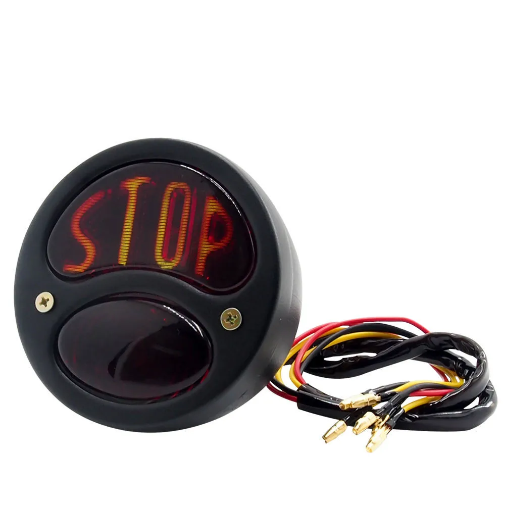 Motorcycle Universal Black Metal Retro Rear Brake Tail Stop Light Custom For BMW KTN Honda Chopper Bobber Touring |