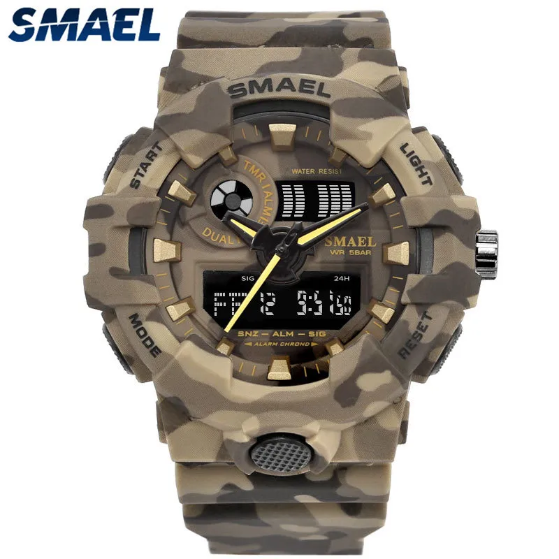 SMAEL Fashion Camouflage Military Digital Quartz Watch Men Top Brand Waterproof Shock Outdoor Sports Watches Relogio Masculino | Наручные