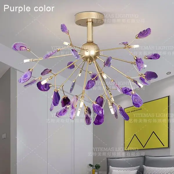 Срезы из настоящего Агата diy люстра светильник синий зеленый фиолетовый розовый