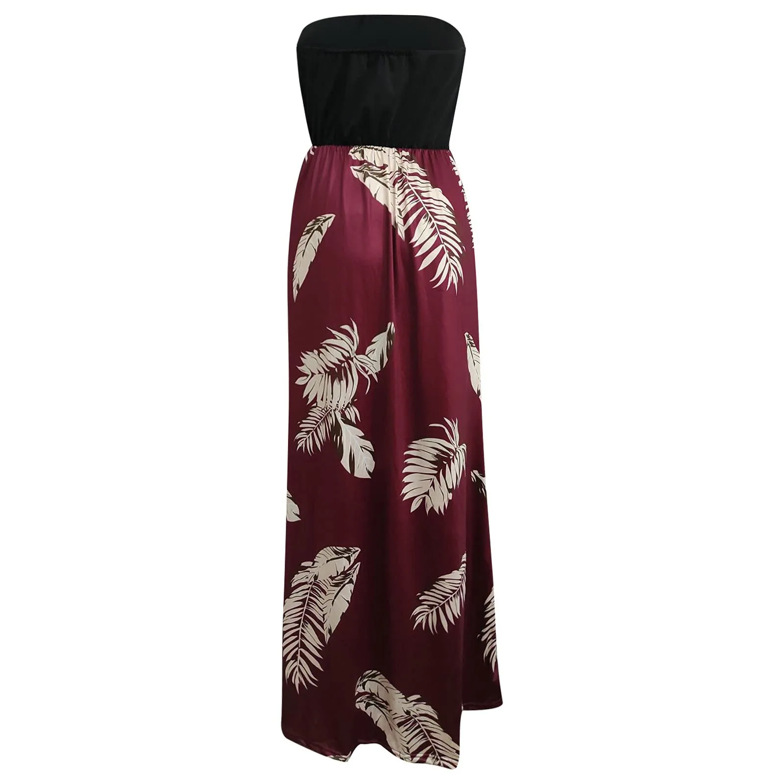 

Summer Womens Strapless Bandeau Floral Print Boho Long Maxi Dress Tube Sundress Sexy Sleeveless Backless Dresses Vestidos