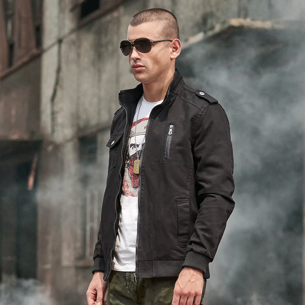 Мужская зимняя тактическая армейская куртка бомбер из 100% хлопка с воротником