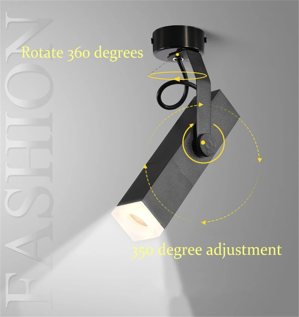 Светодиодный точечный квадратный креативный Трековый светильник COB для гостиной