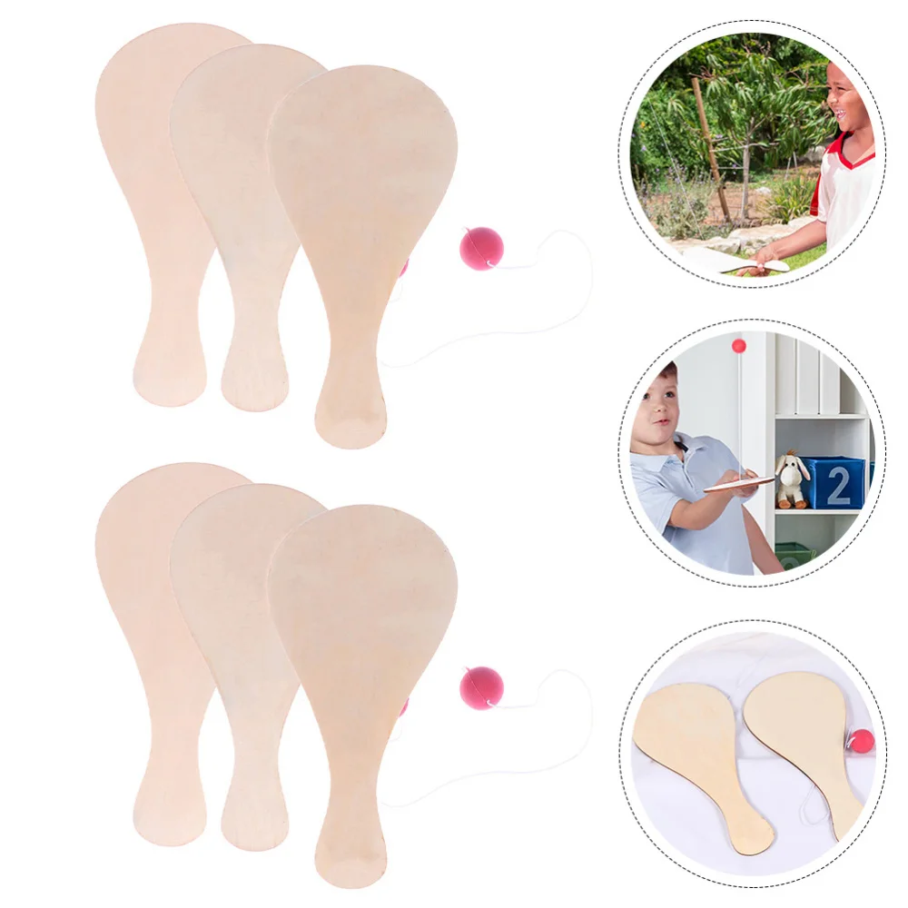 

6pcs Wood Paddle Game Indoor Outdoor Paddle Toys Game for Children