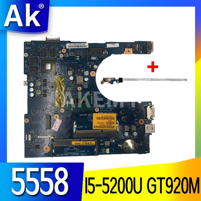 

AK LA-B843P Laptop motherboard for Dell Inspiron 15-5558 14-5458 17-5758 original mainboard I5-5200U GT920M