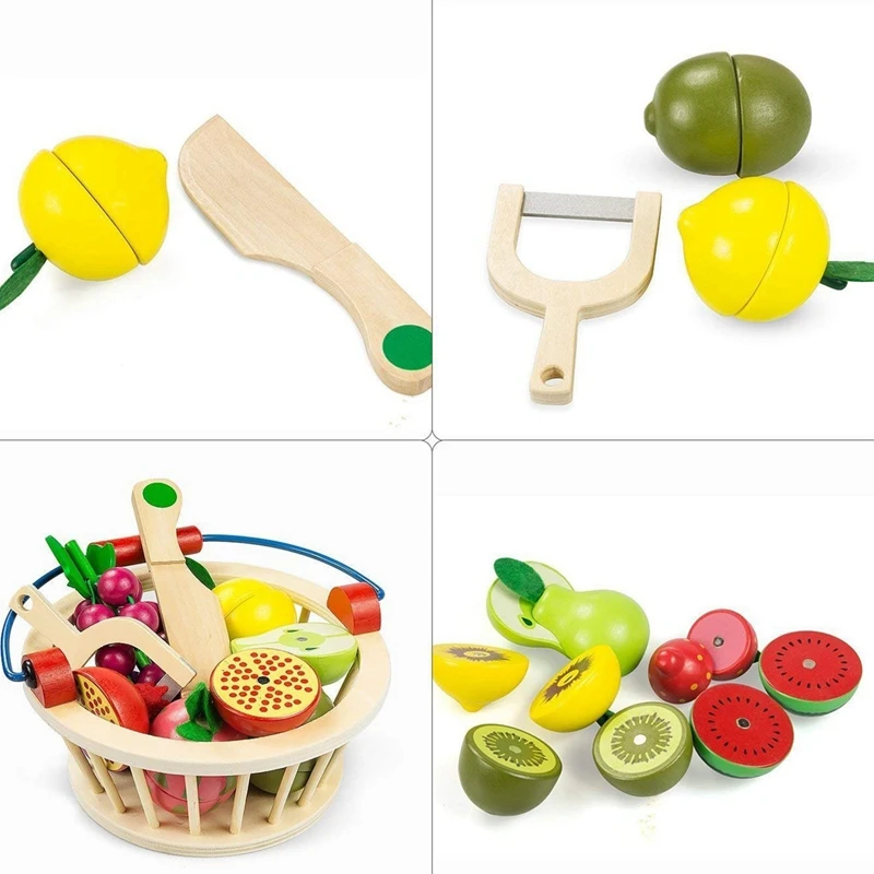 Children'S Wooden Magnetic Cut Fruit And Vegetables Baby Home Kitchen Toys | Игрушки и хобби