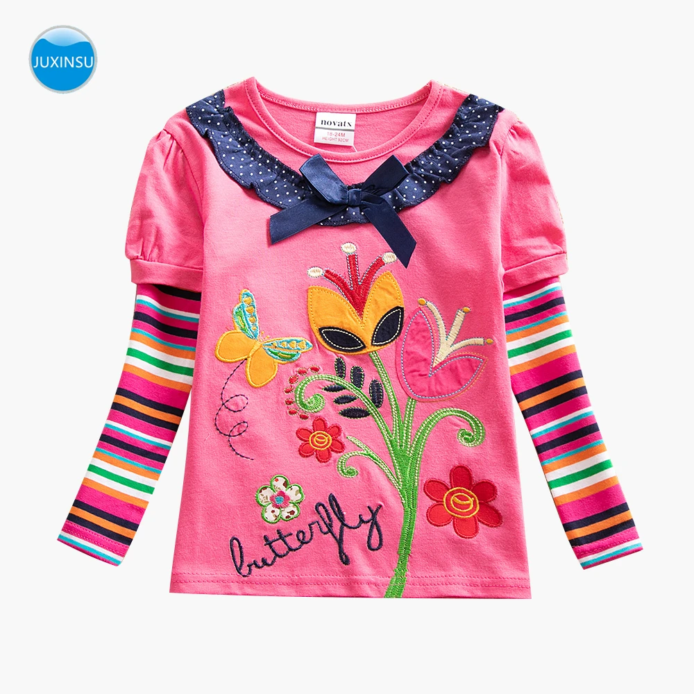 JUXINSU/хлопковая футболка с длинными рукавами для девочек осенне-зимняя