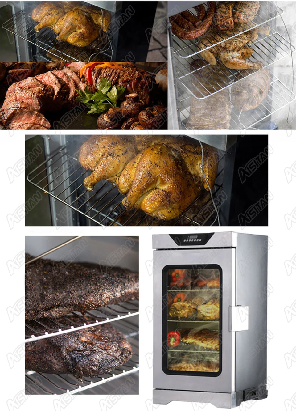 FD3002 электрическое мясо колбаса дыма Rotisseries жаровня колбаса курица дымовая плита из нержавеющей стали