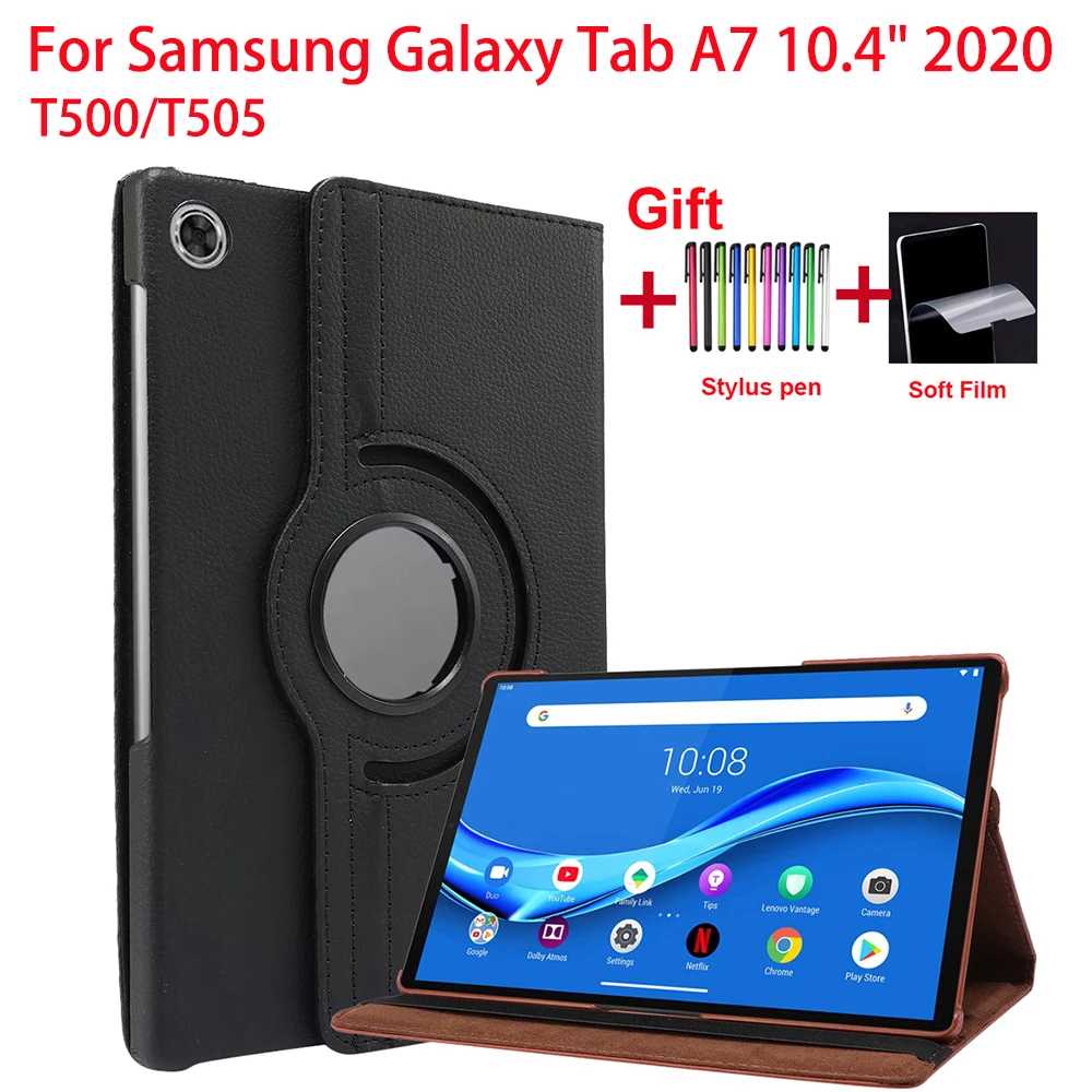 

Вращающийся на 360 градусов чехол-подставка для Samsung Galaxy Tab A7 10,4 дюйма 2020 T500/T505, чехол-книжка из искусственной кожи для Tab A7 T500, чехол, оболочка