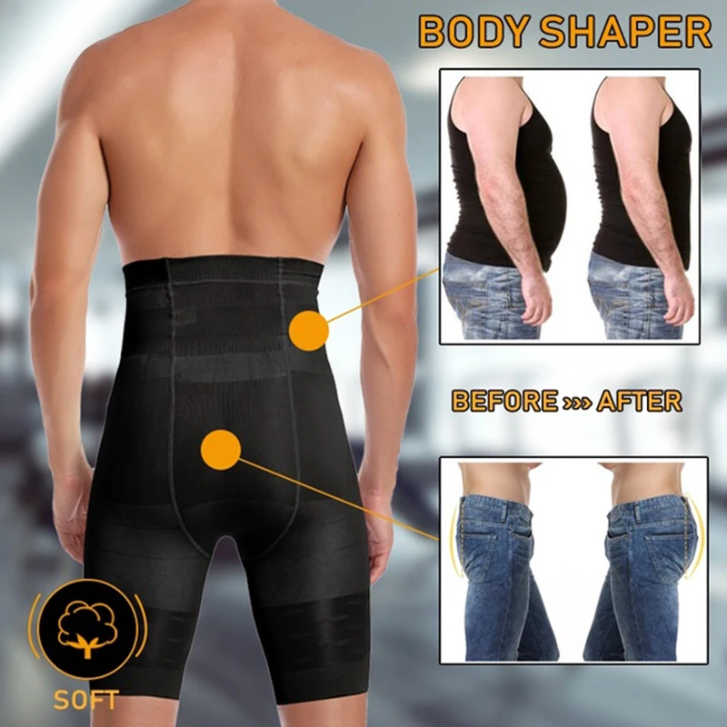 Mens Underwear Compression Pants Waist Trainer Belly Control Slimming Shapewear Seamless Boxer Briefs High Waist BoxerShorts