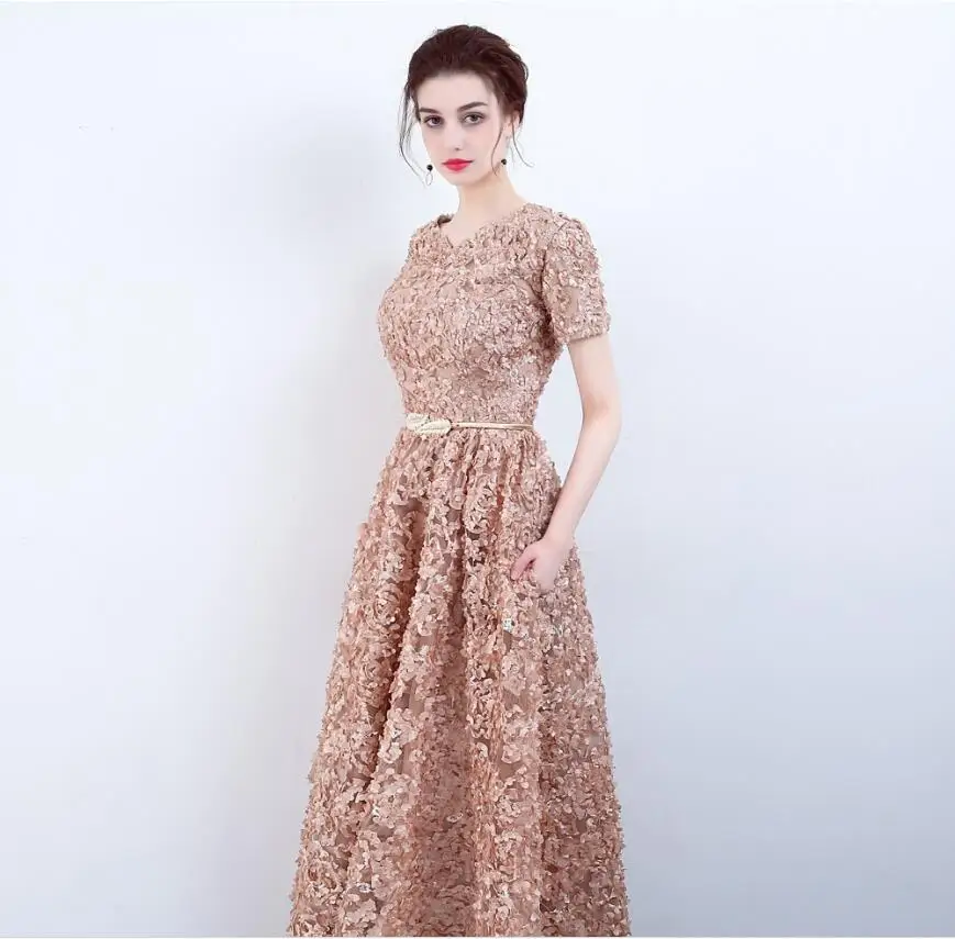 Элегантное кружевное вечернее платье цвета хаки простое до пола для выпускного