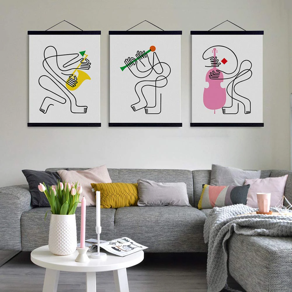 Деревянный плакат вешалка фоторамка белый черный DIY картина холст печать Висячие Стены Искусство домашний декор 21-80 см