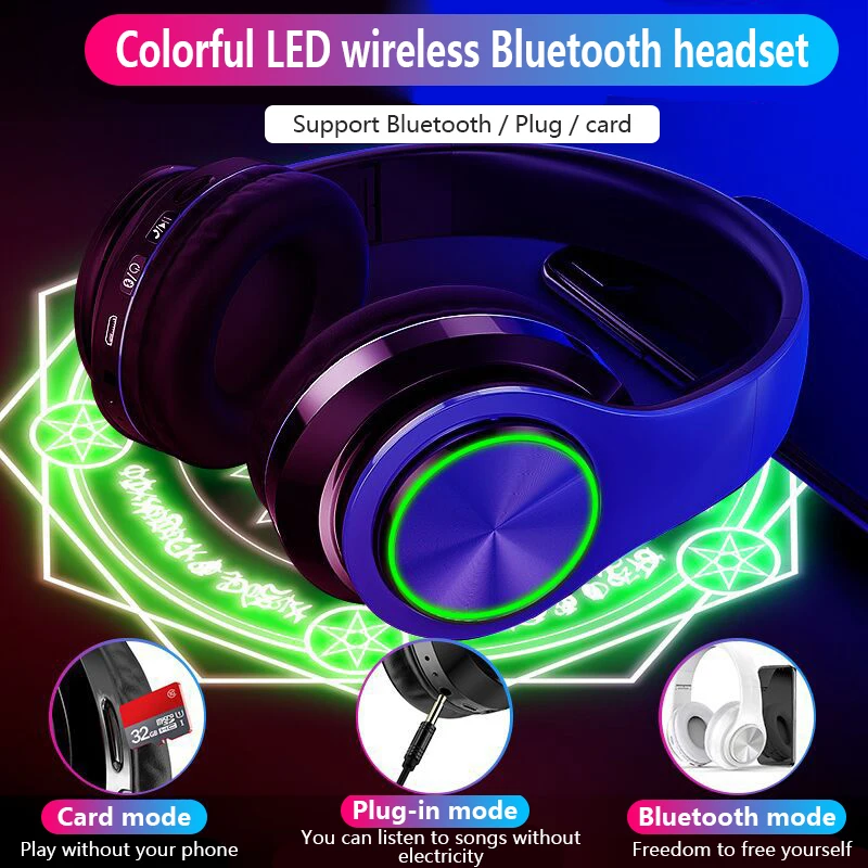 Портативная складная яркая светящаяся беспроводная Bluetooth-гарнитура UTHAI D54 TWS