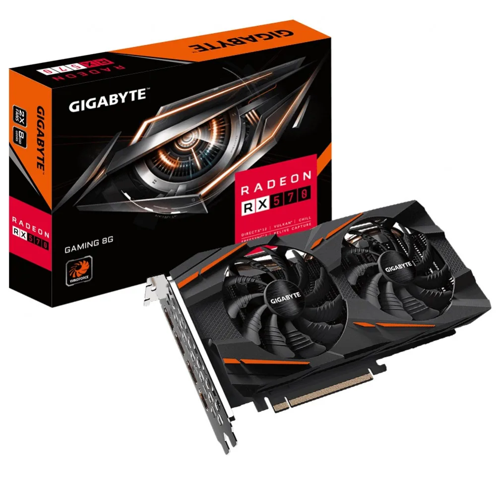 Видеокарта GIGABYTE Radeon™ RX 570 GAMING 8G (rev. 2.0) PCIE16 8GB GDDR5 1255 МГц 7000 256 бит GV RX570GAMING