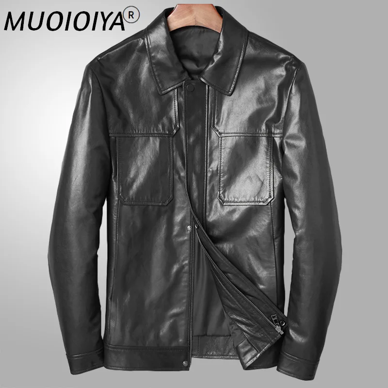 

MUOIOYIA Autumn Real Sheepskin Leather Jackets Men Black Genuine Leather Jacket Men's Casual Streetwear Jaqueta De Couro SQQ305