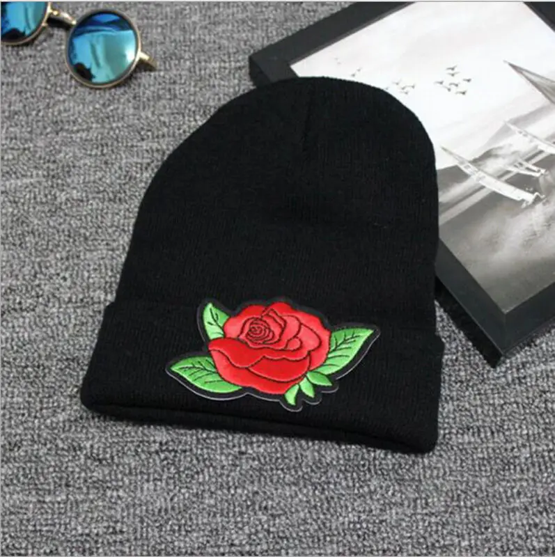 Зимние теплые шляпы для взрослых персонализированные вышитые розы имя Вязаная