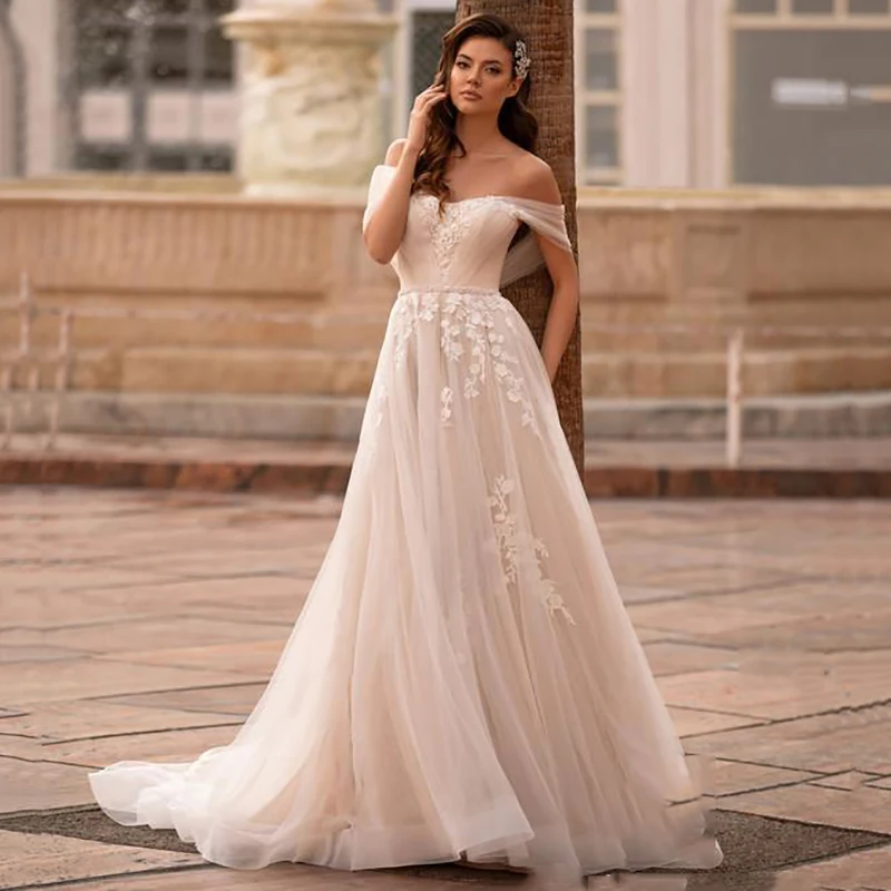 Eightree свадебное платье с открытыми плечами А силуэта кружевное невесты