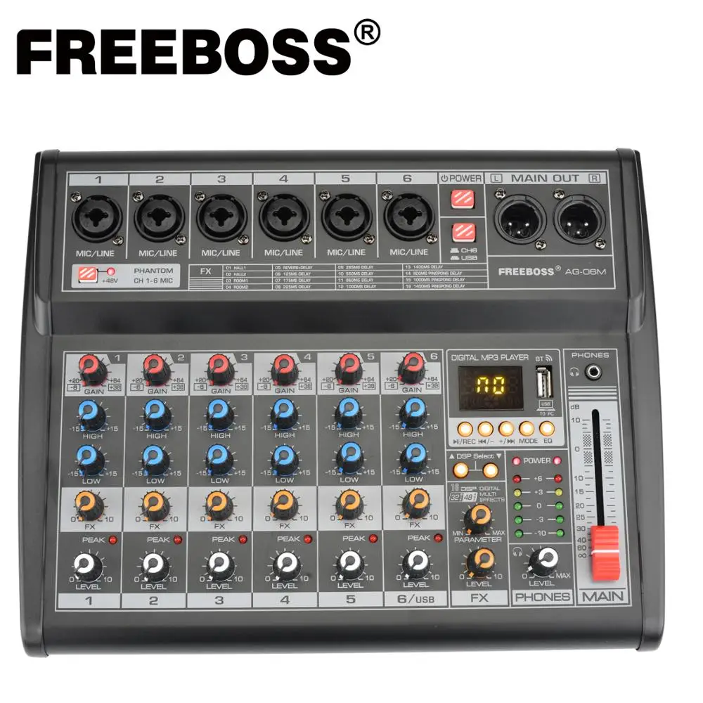 Freeboss стандартная звуковая карта микшерная консоль 48 В фантомное питание 16