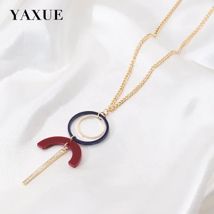 Круглые амулеты акриловый ацетат лист кулон кисточки длинная цепь женское