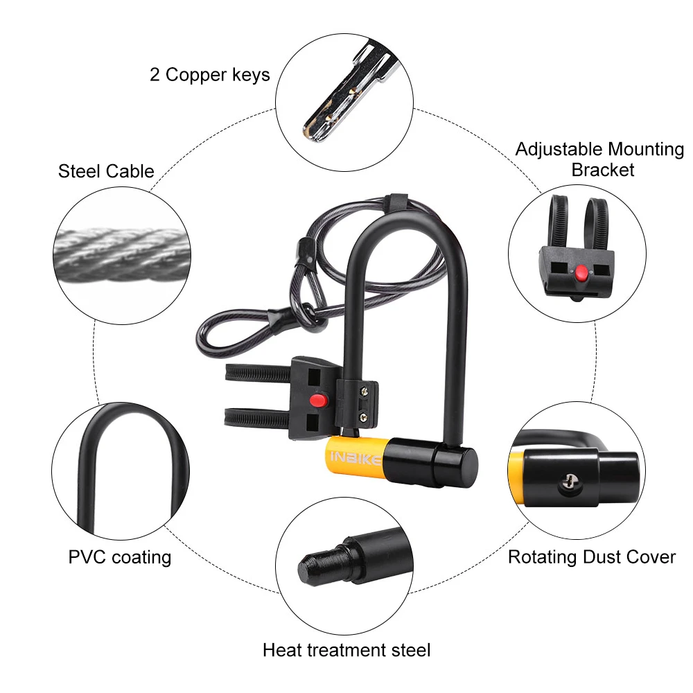 Велосипедный Замок Lixada с замком для велосипеда 115 см/3 8 фута стальной крепежный