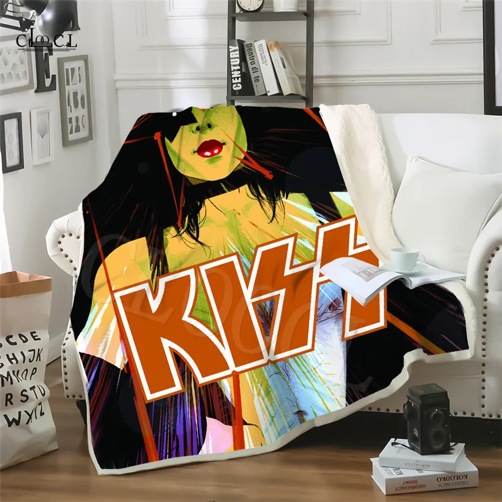 Тяжелое металлическое теплое одеяло KISS Band плюшевое зимнее с 3D принтом демона