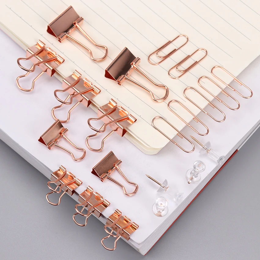 

72Pcs Push Nail Binder Clip Gold Paperclips Clamp Combination Office Stationery