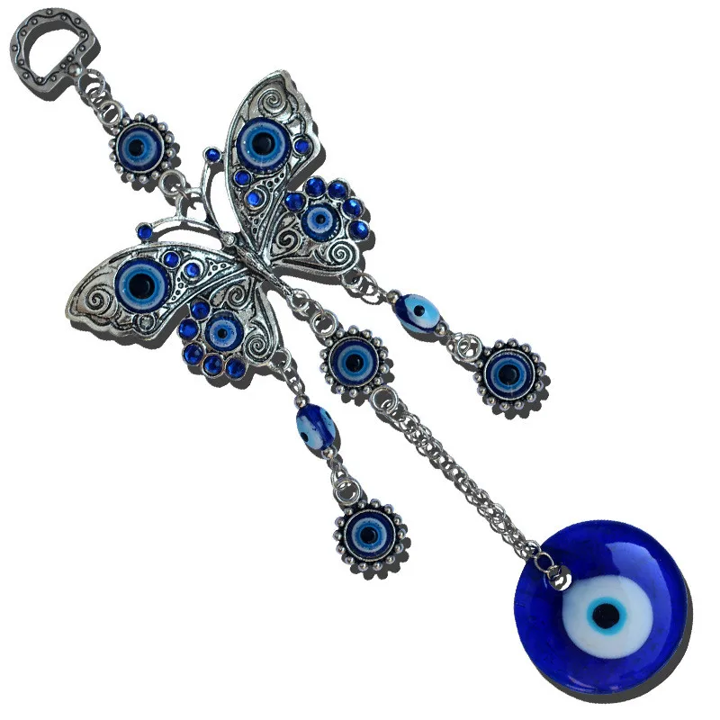 

1PC Turkish Blue Eye Indoor Pendant Ethnic Butterfly Demon Eyes Car Wall Hanging Decorations For Home Garden Room