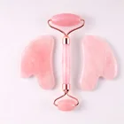 Нефритовый Магнитный кварцевый роликовый массажер для лифтинга лица розовый натуральный нефритовый массажер для похудения набор кистей из трех предметов