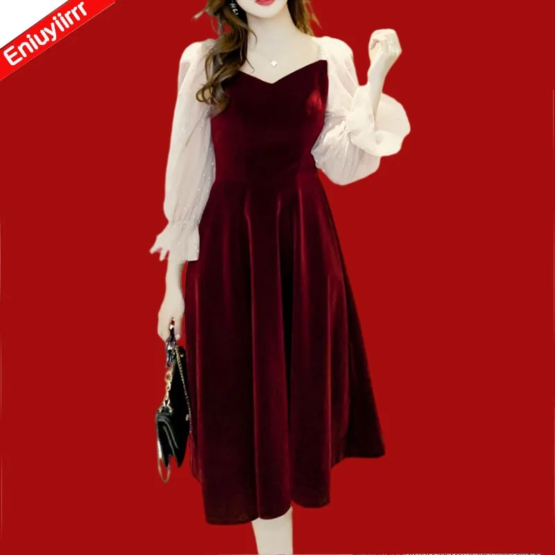 Праздвечерние чное мини-платье с лоскутным принтом винтажное бархатное платье