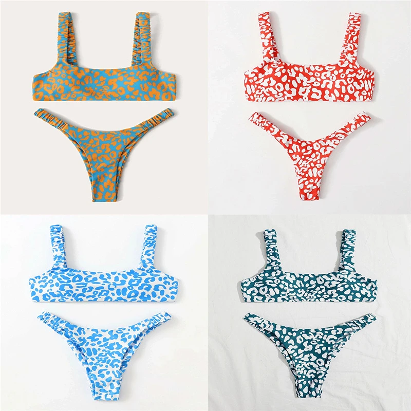 

2021 Sexy Leopard Push Up Bikini Women Swimwear Thong Bikinis Set Brazilian Swimsuit Female Bathing Suit Summer 2 Piece Sets