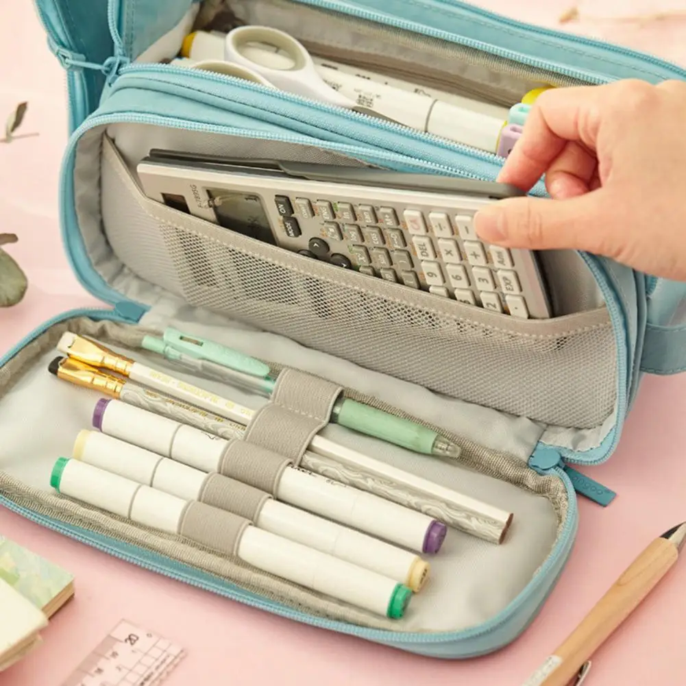 

Multifunctional Kids Pencil Case Easy to Carry Large Capacity with Zipper Handle Student Pencil Case for School