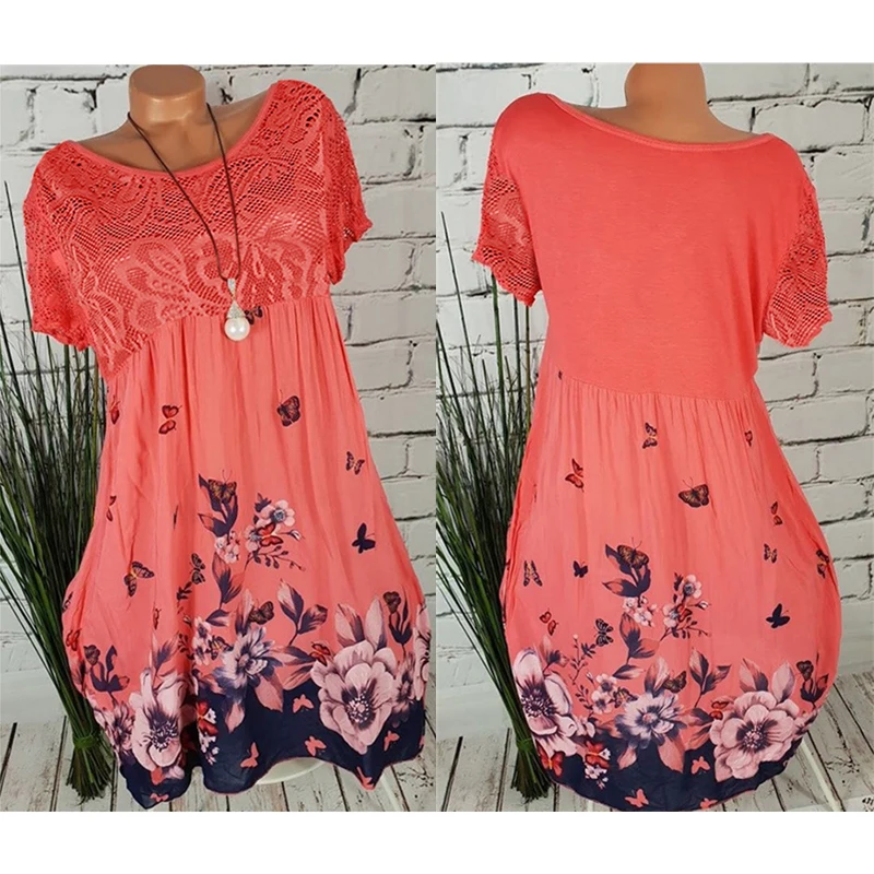 

Европейские женские кружевные ажурные платья YogDress с коротким рукавом и принтом бабочки