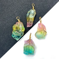 natural stone crystal irregular shape pendant 20 60mm wrapped iridescent crystal pendant fashion jewelry diy necklace accessorie