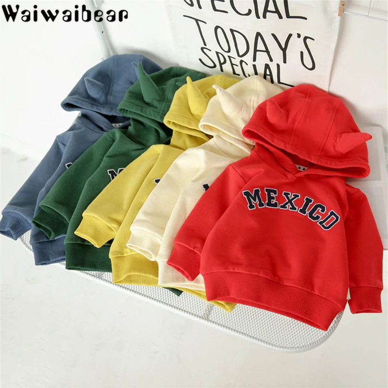 Детская флисовая толстовка с длинным рукавом буквенным принтом|Толстовки и