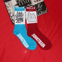 3pairs popular hiphop street graffiti blue man socks letter individuality red women mid calf sock