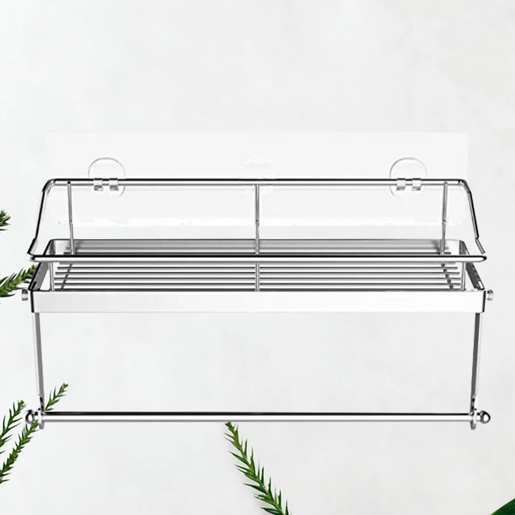 

Sticking Roll Paper Wall Rack Self-adhesive Decorative Shelf Carrier Creative Stainless Steel Container for Bathroom Kitchen