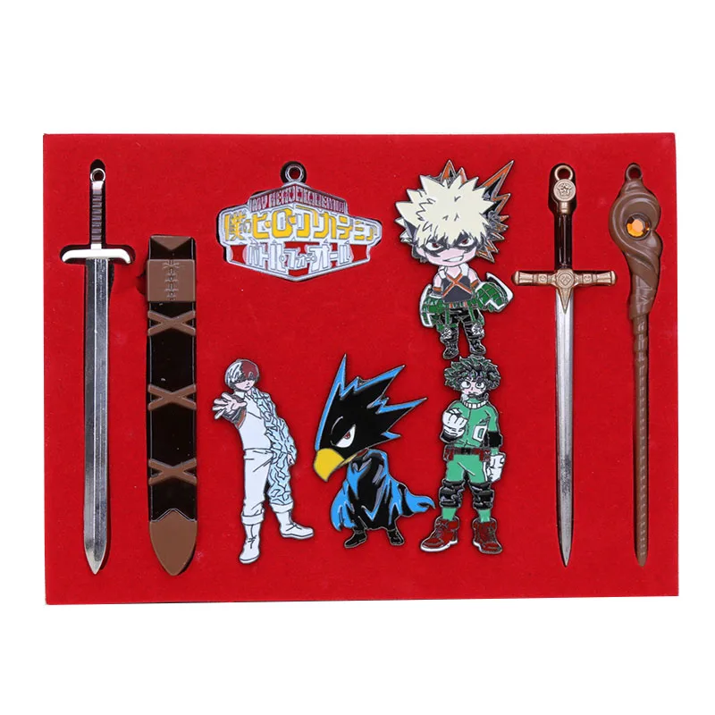 

8pcs/set My Hero Academia Boku no Hero Keychain Brooch Metal Alloy Hand Made Anime Cosplay Accessories Cartoon Key Ring