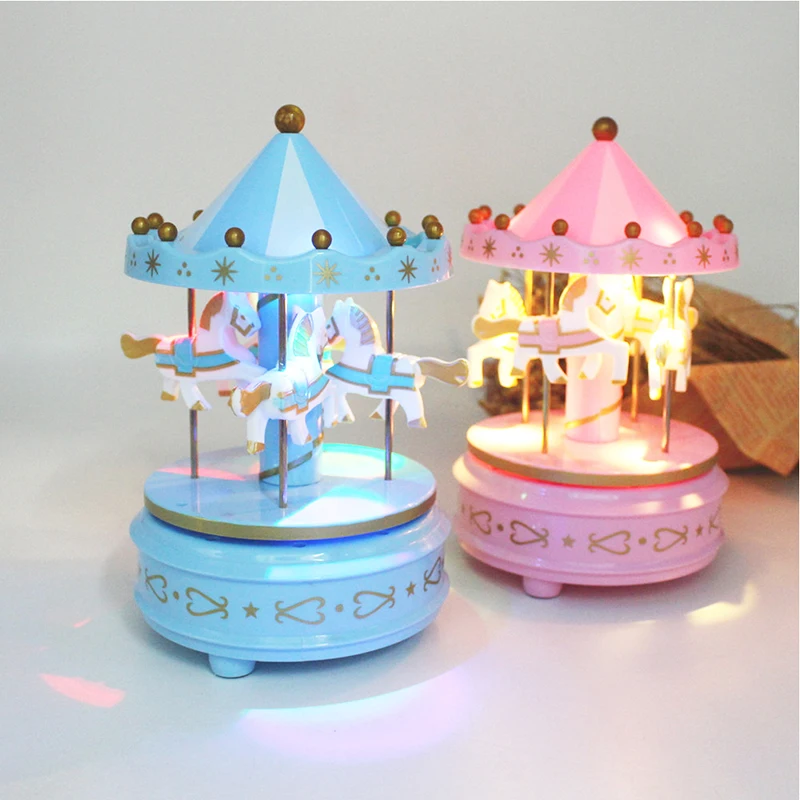 Merry-Go-Round Flashing Box Toy Child Baby Game Home Decor Carousel horse Music Box Christmas Wedding Birthday Gift Carousel