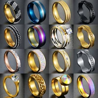 30 styles gold silvey crystal stainless steel chain rings for men women fashion punk rock finger ring jewelry gift wholesale