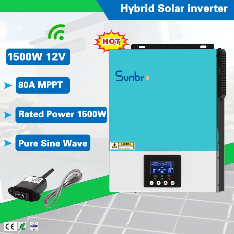 

Автономный солнечный инвертор MPPT 1500 Вт 12 В, 80 А, контроллер солнечной энергии Mppt для домашнего источника питания, немодулированный синусоид...