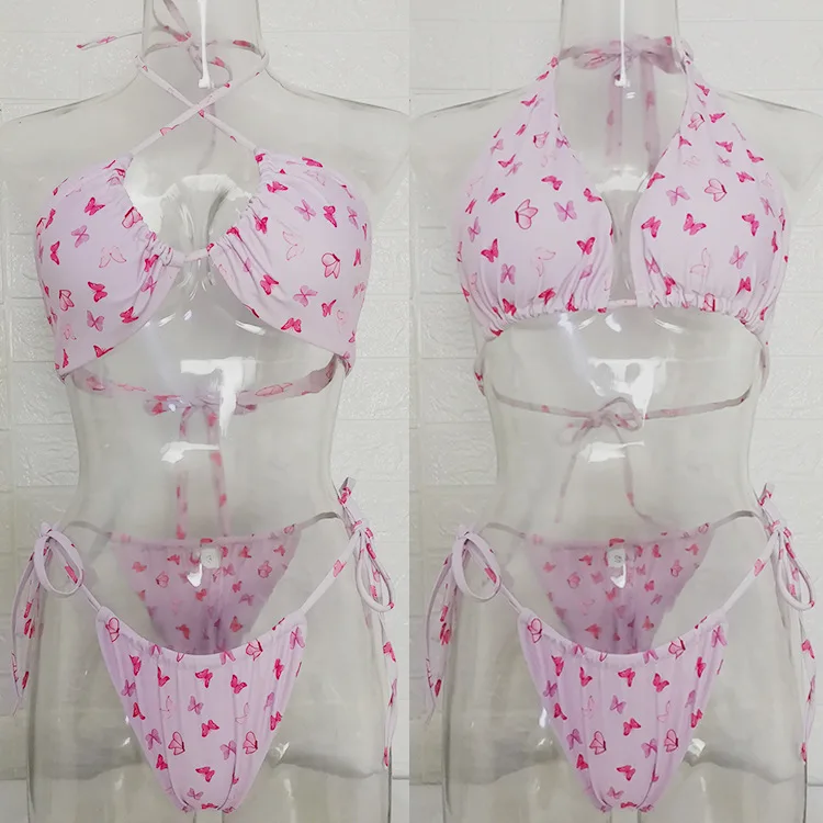 

2021 Swimwear Women Thong Print Swimsuit Sexy Push Up Micro Bikinis Set Swimming Bathing Suit Women Beachwear Brazilian Bikini