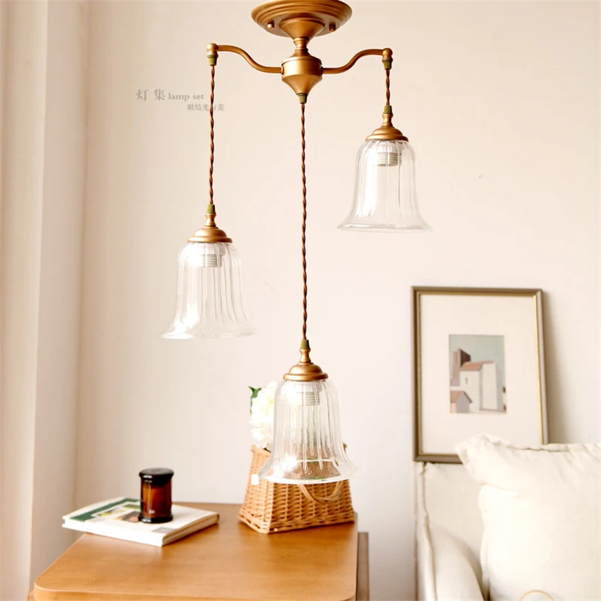 

Nordic Retro Three-headed Chandeliers Living Room Dining Room Lighting Study Kitchen Corridor Porch Art Decoration Lamp Fixture