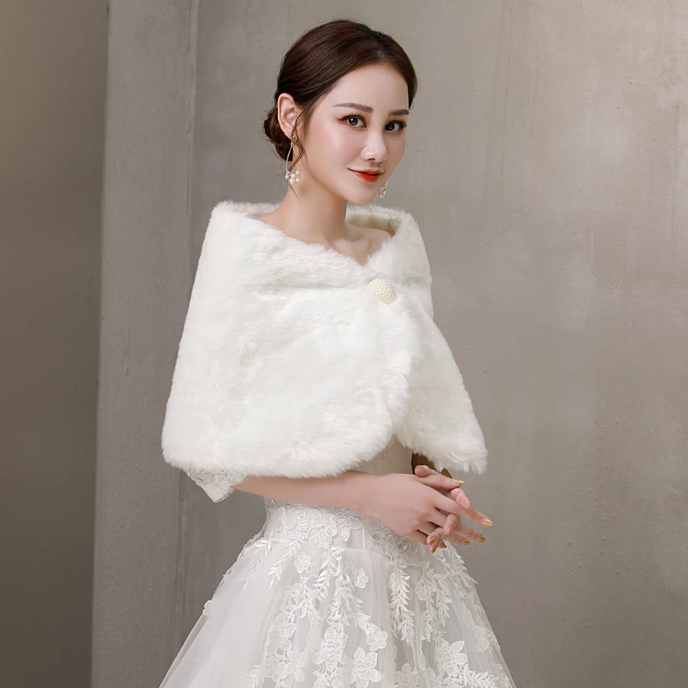 Новинка Белая Шаль из искусственного меха Зимний свадебный чехол для свадебного