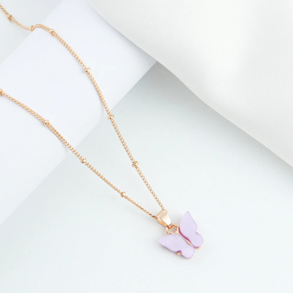 Модное колье-чокер для девочек модное розовое золото кулон-бабочка ожерелье