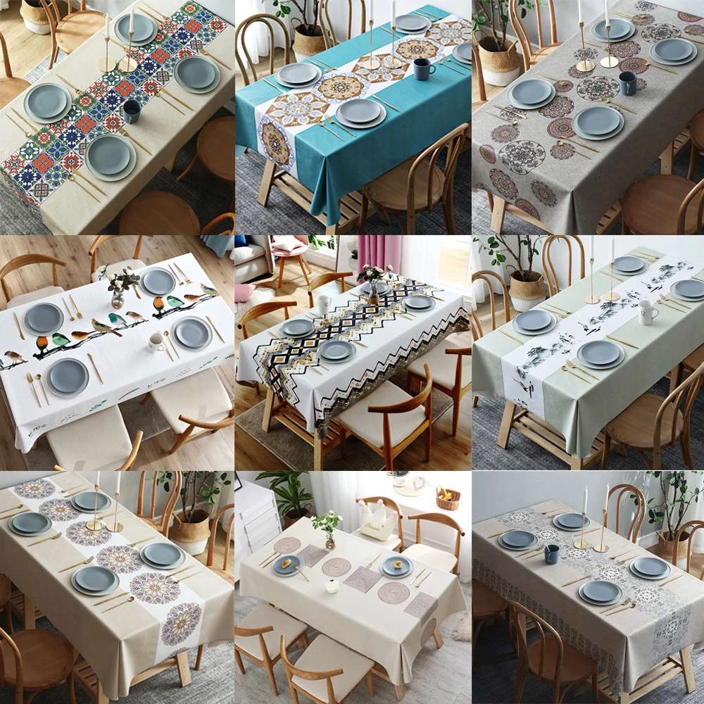 

Rectangular Cotton Linen Waterproof tovaglia antimacchia Table Cloth Wedding Dining Party nordic decorative Tablecloth Decor