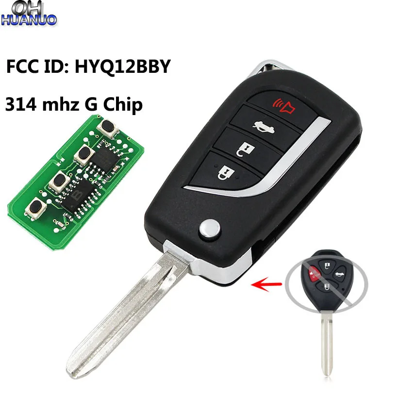 Высокого качества 4 кнопки флип дистанционного ключа для Toyota Camry RV4 2007 2011 314 МГц (G