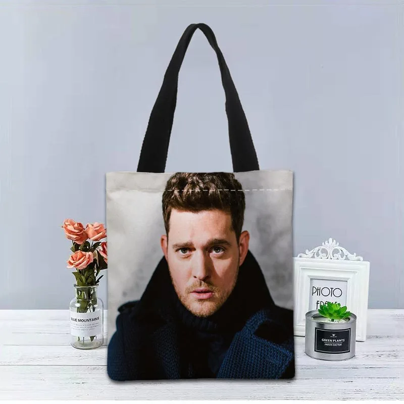 

Michael Buble Handbag Foldable Shopping Bag Reusable Eco Large Unisex Canvas Fabric Shoulder Bags Tote Grocery Cloth Pouch 1208