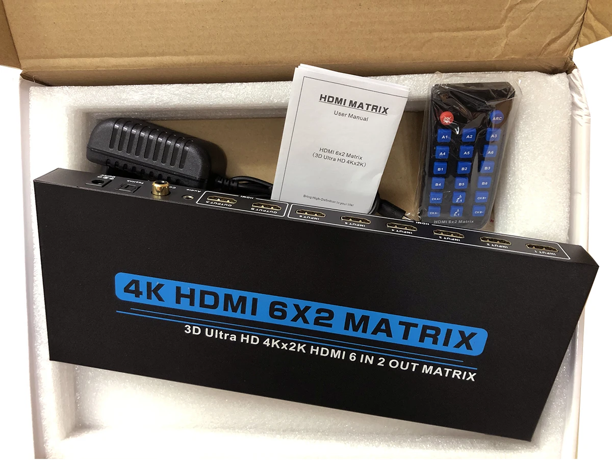 6x2 HDMI Matrix 4k 6 IN 2 OUT Switch Splitter 4x2 2x2 Video Converter for PS4 Camera DVD PC To Dual Display TV Monitor | Электроника