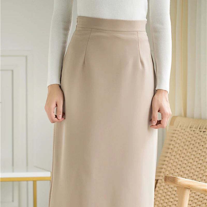 Новая Осенняя Женская юбка миди прямые элегантные офисные женские модные юбки с